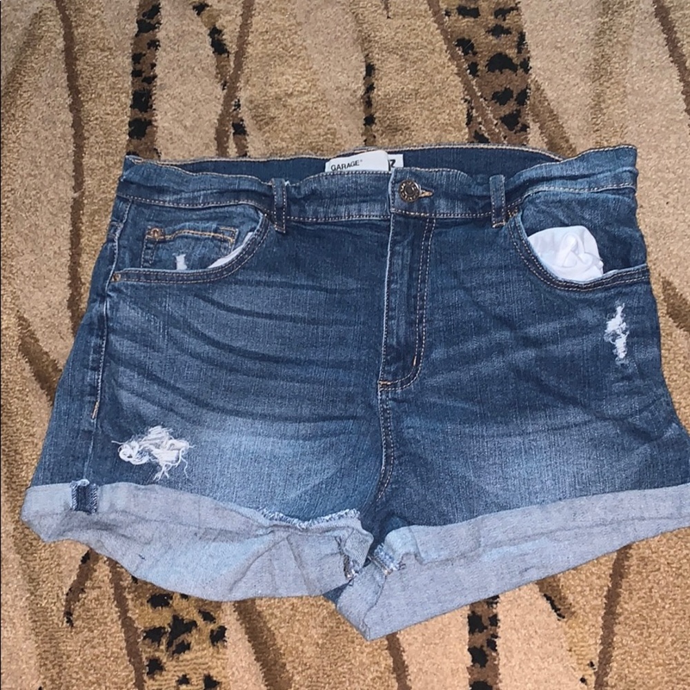 High rise denim shorts